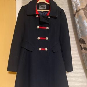 Rothschild girls Navy Blue and Red Military style long coat. Size 8. FREE SHIP